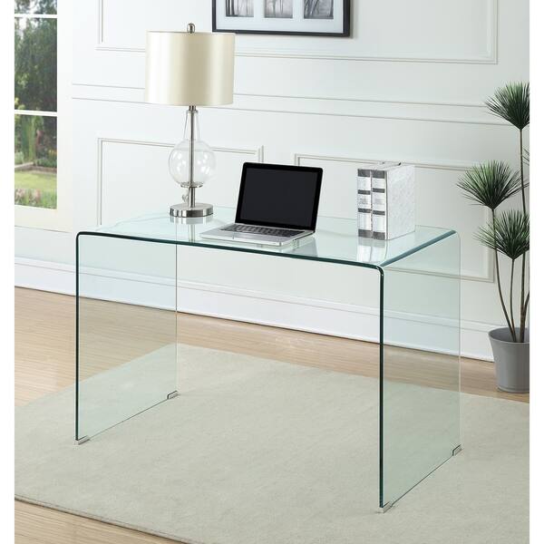 Shop Contemporary Clear Glass Writing Desk Overstock 22299640