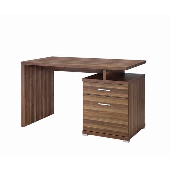 Shop Contemporary Walnut Office Desk With Cabinet Overstock
