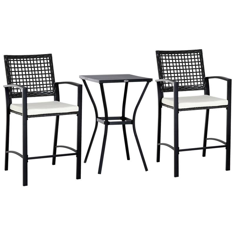 Outsunny Steel/ PE Rattan 3-piece Outdoor Bar-style Bistro Set