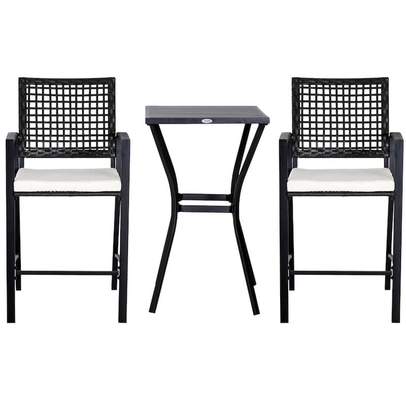 Outsunny Steel/ PE Rattan 3-piece Outdoor Bar-style Bistro Set