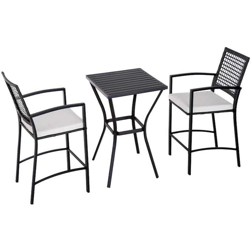 Outsunny Steel/ PE Rattan 3-piece Outdoor Bar-style Bistro Set
