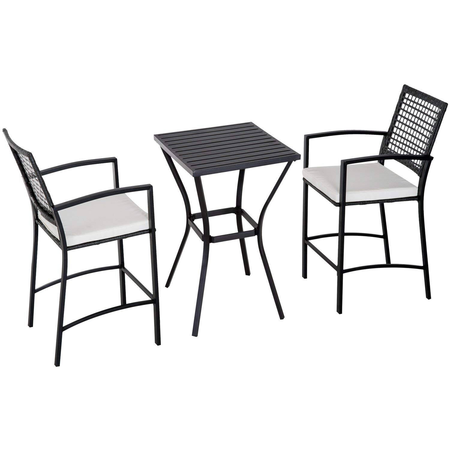 Outsunny Steel/ PE Rattan 3piece Outdoor Barstyle Bistro Set On