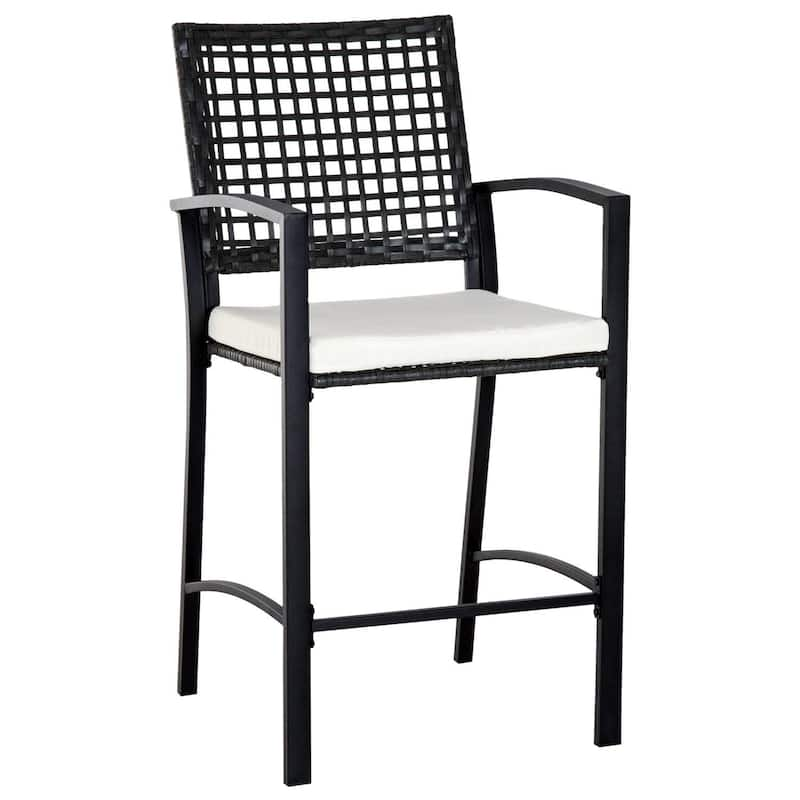 Outsunny Steel  Pe Rattan 3-piece Outdoor Bar-style Bistro Set - On 