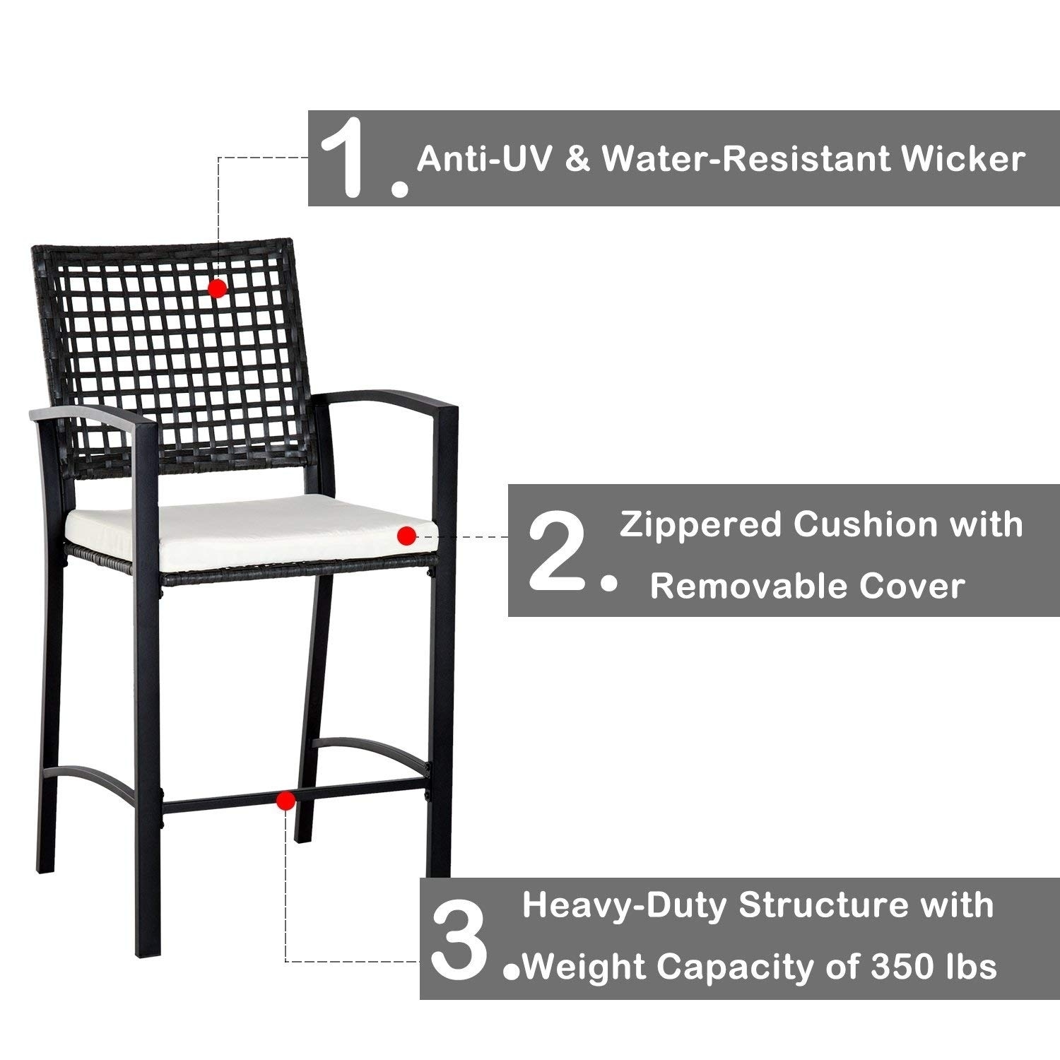 Shop Outsunny 3 Piece Outdoor Patio Rattan Wicker Bistro Furniture Set With Classic Bar Style Seating Overstock 22300624