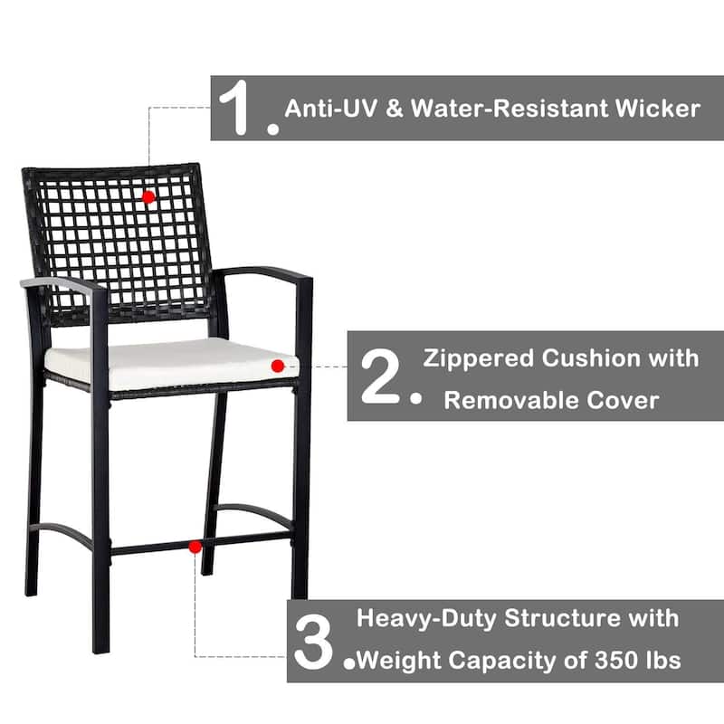 Outsunny Steel/ PE Rattan 3-piece Outdoor Bar-style Bistro Set