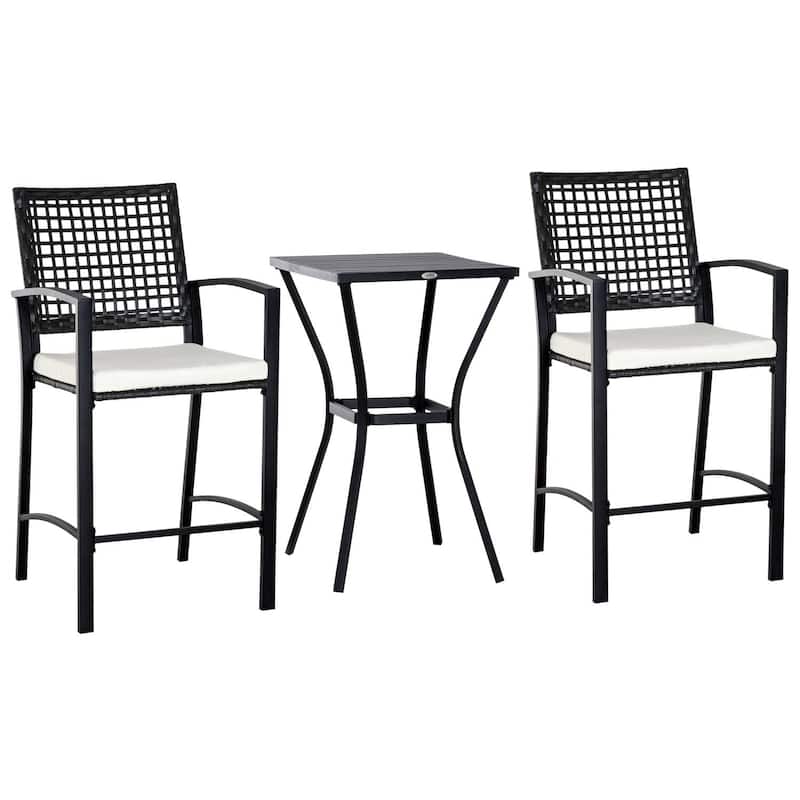 Outsunny Steel/ PE Rattan 3-piece Outdoor Bar-style Bistro Set