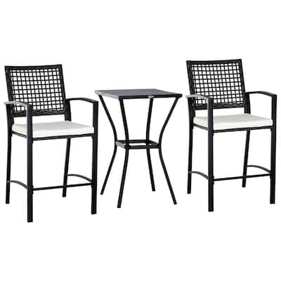 Outsunny Steel/ PE Rattan 3-piece Outdoor Bar-style Bistro Set