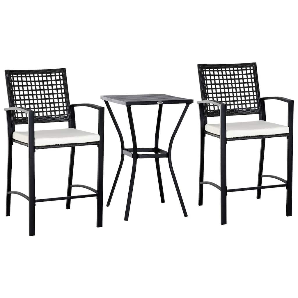 Outsunny Steel/ PE Rattan 3-piece Outdoor Bar-style Bistro Set