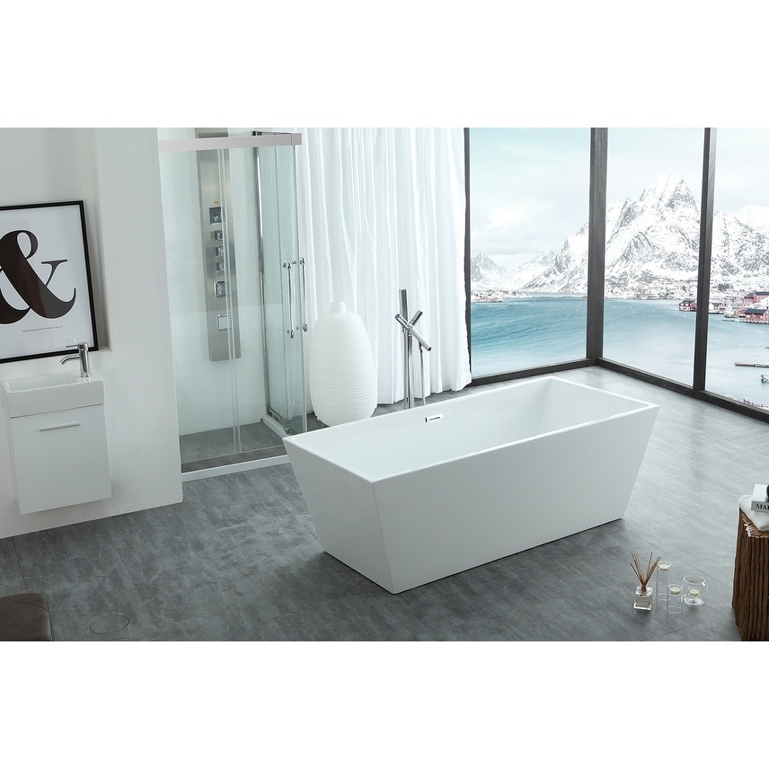 Athena 67 X 32 Freestanding Acrylic Bathtub White Overstock 22300640