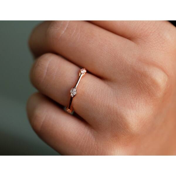 Dainty Modern Diamond Stackable Wedding Band in 10k White Gold