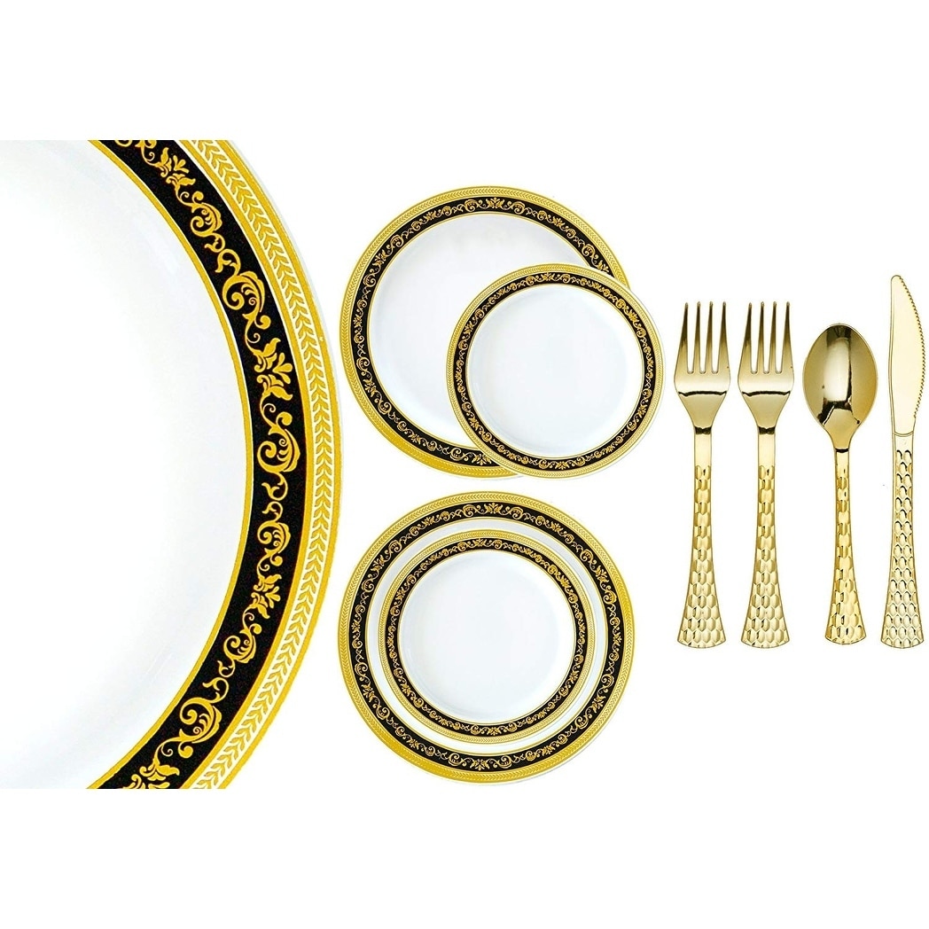 Royalty Porcelain 20-pc Dinner Set 'Royal Gold', Bone