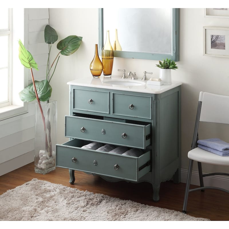 34" Benton Collection VIntage Blue Daleville Bathroom Sink Vanity