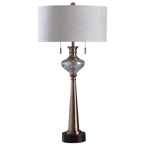 white and silver table lamp