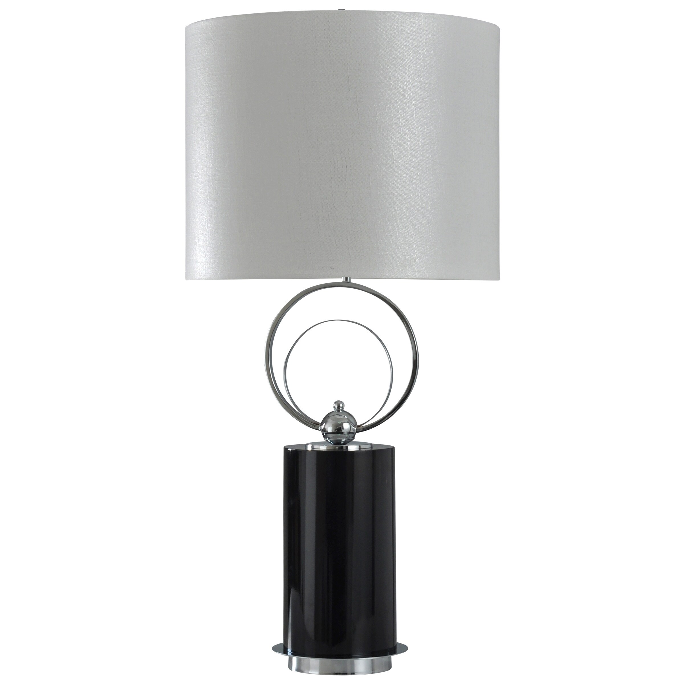 silver table lamp with white shade