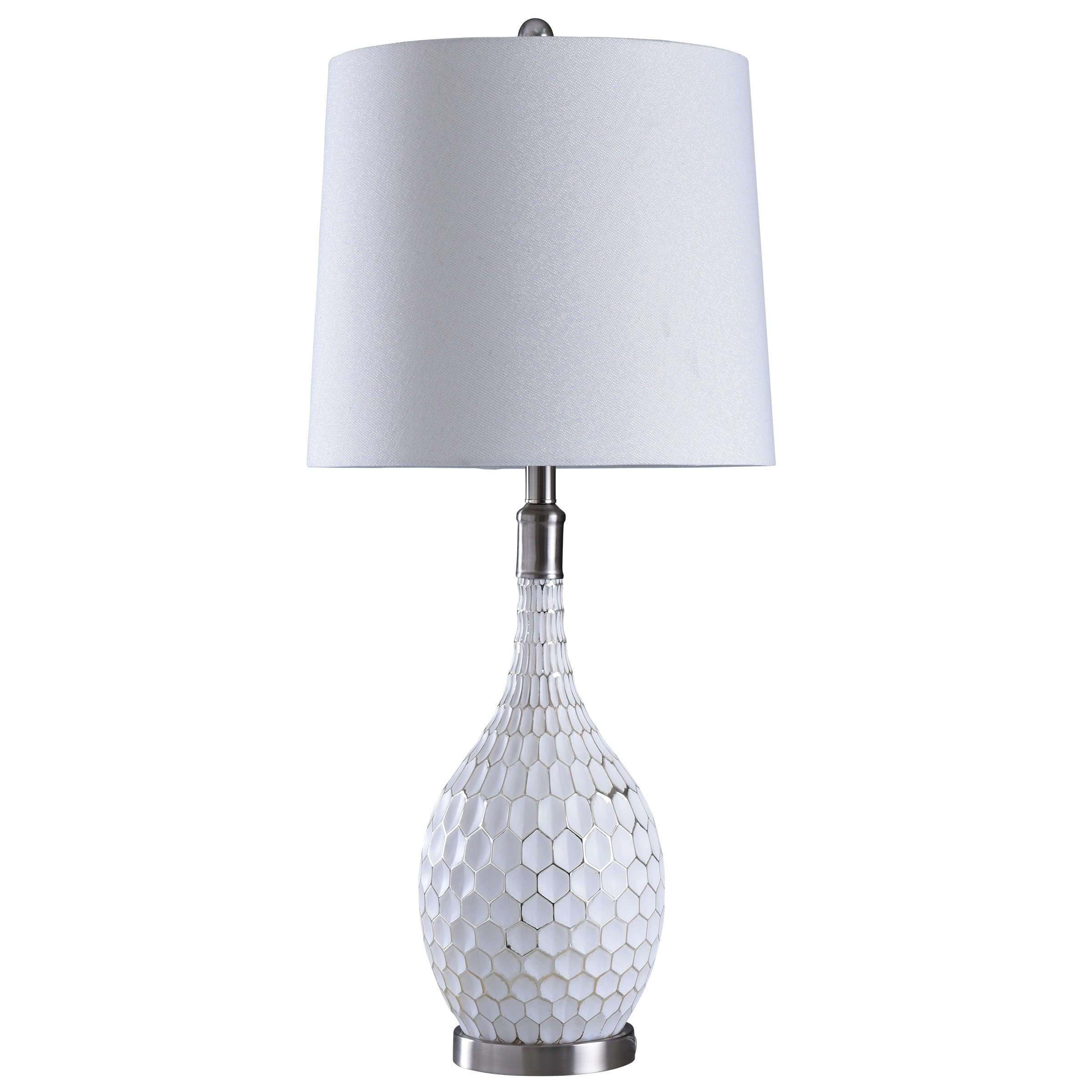 and Silver Table Lamp - White Shade 