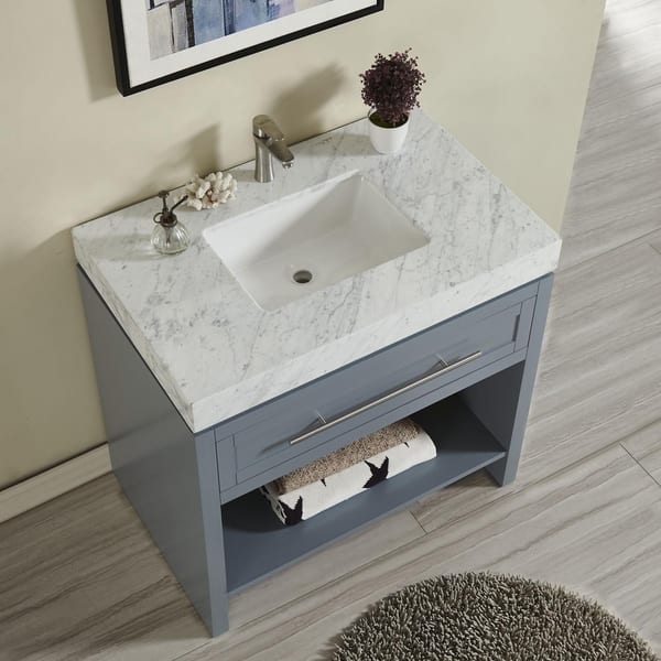 Shop Silkroad Exclusive 36 W X 23 D X 3 5 H Vanity Top With White Sink On Sale Overstock 22303438 Travertine Stone Stone