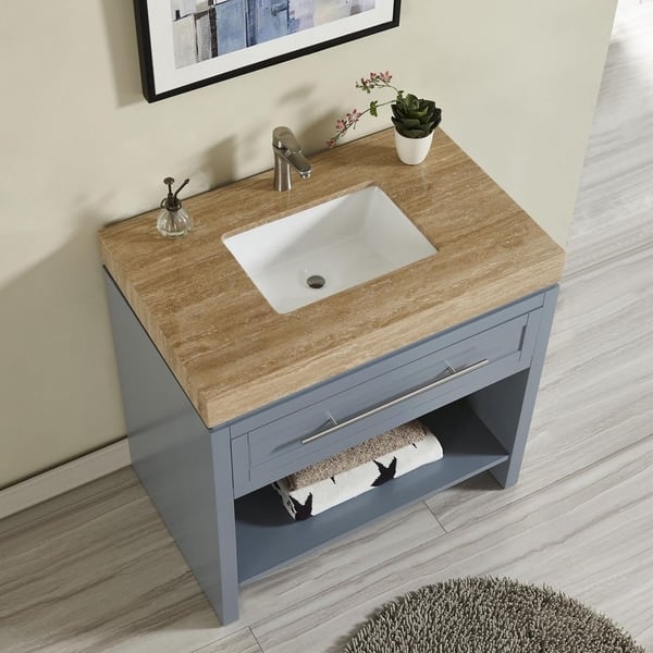 Shop Silkroad Exclusive 36 W X 23 D X 3 5 H Vanity Top With White Sink On Sale Overstock 22303438 Travertine Stone Stone