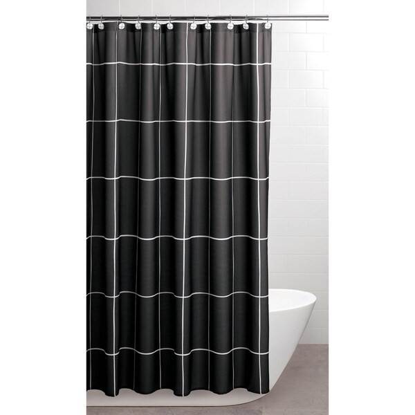 Sparrowhawk Brandon Twill Black/White Shower Curtain with Coordinating ...