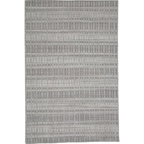 Grand Bazaar Odami Grey/Silver Wool, Viscose, and Cotton Handmade Contemporary Area Rug - 7'3" x 9'3"
