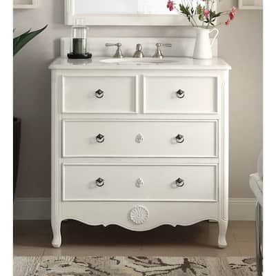 34" Benton Collection Antique White Daleville Bathroom Sink Vanity
