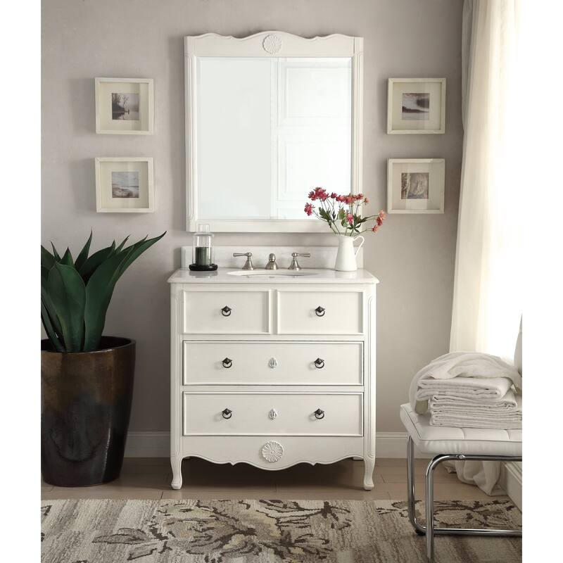 34" Benton Collection Antique White Daleville Bathroom Sink Vanity