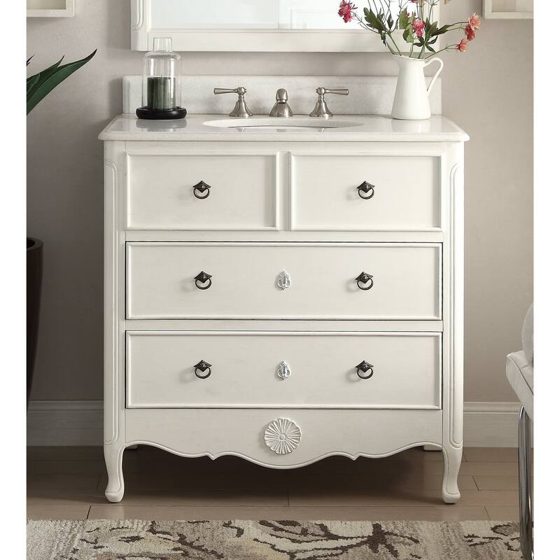 34" Benton Collection Antique White Daleville Bathroom Sink Vanity