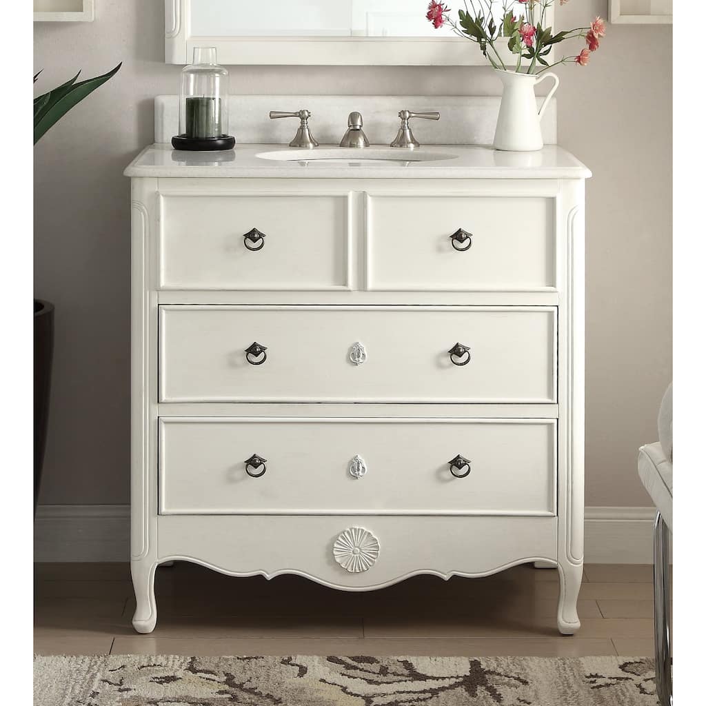 34" Benton Collection Antique White Daleville Bathroom Sink Vanity