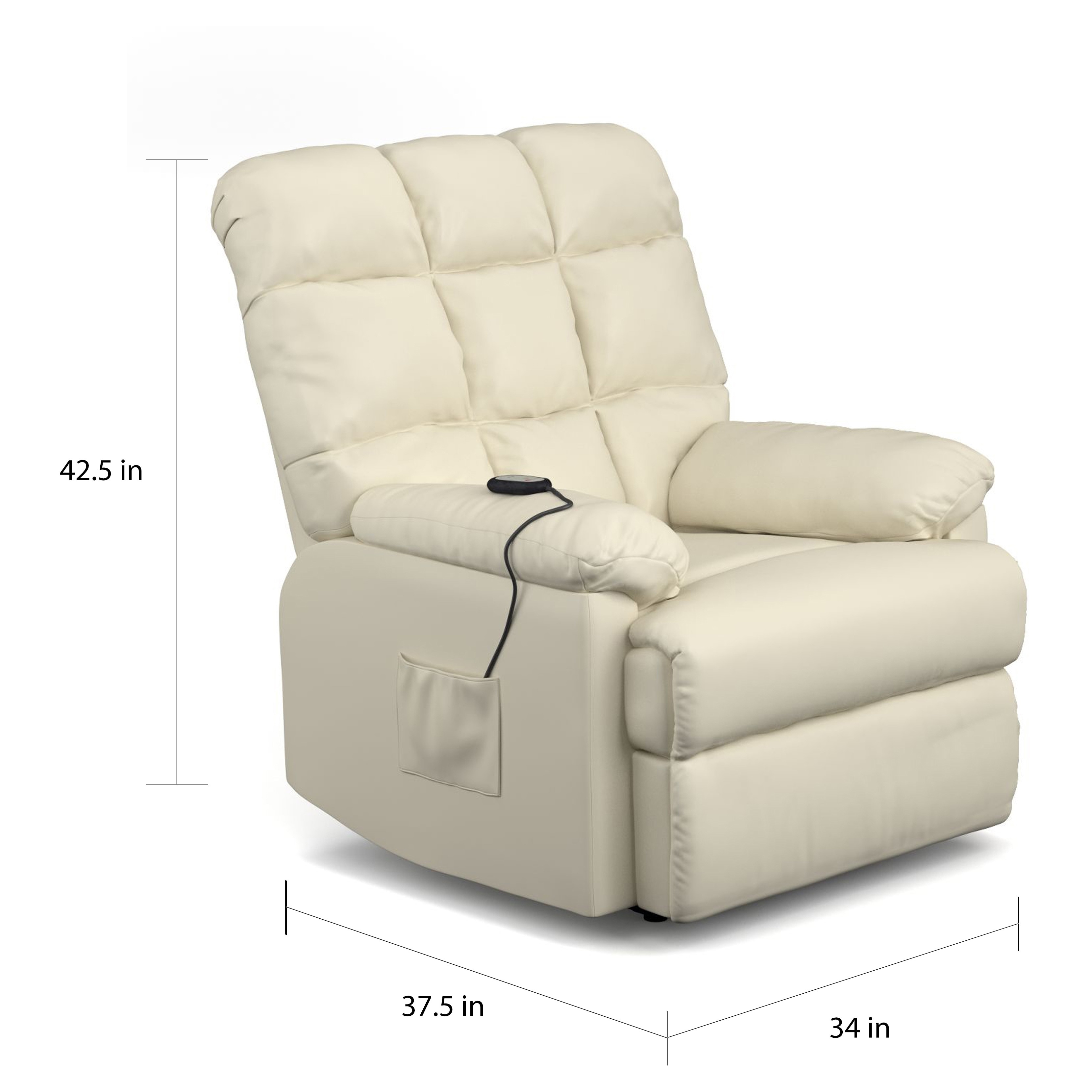 Prolounger Power Recline And Lift Chair In Cream Renu Leather Overstock 22309065