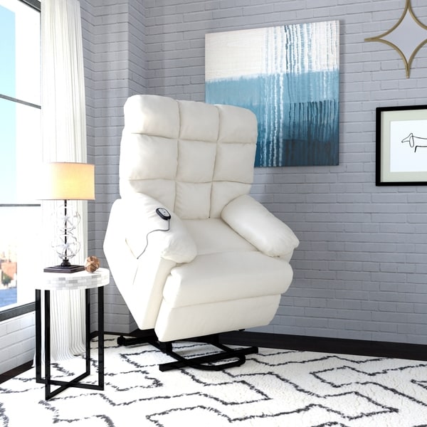 Prolounger Power Recline And Lift Wall Hugger Chair In Cream Renu Leather