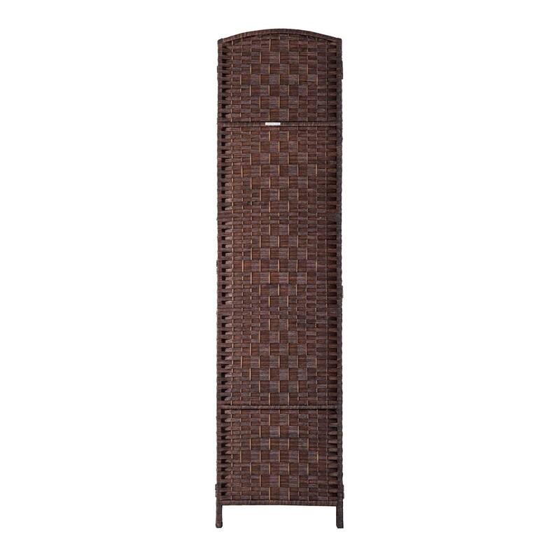 HomCom 6' Tall Wicker Weave Four Panel Room Divider Privacy Screen - Chestnut Brown