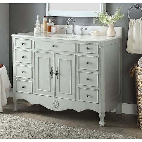 46.5" Benton Collection Daleville Distressed Gray Shabby Chic Vanity