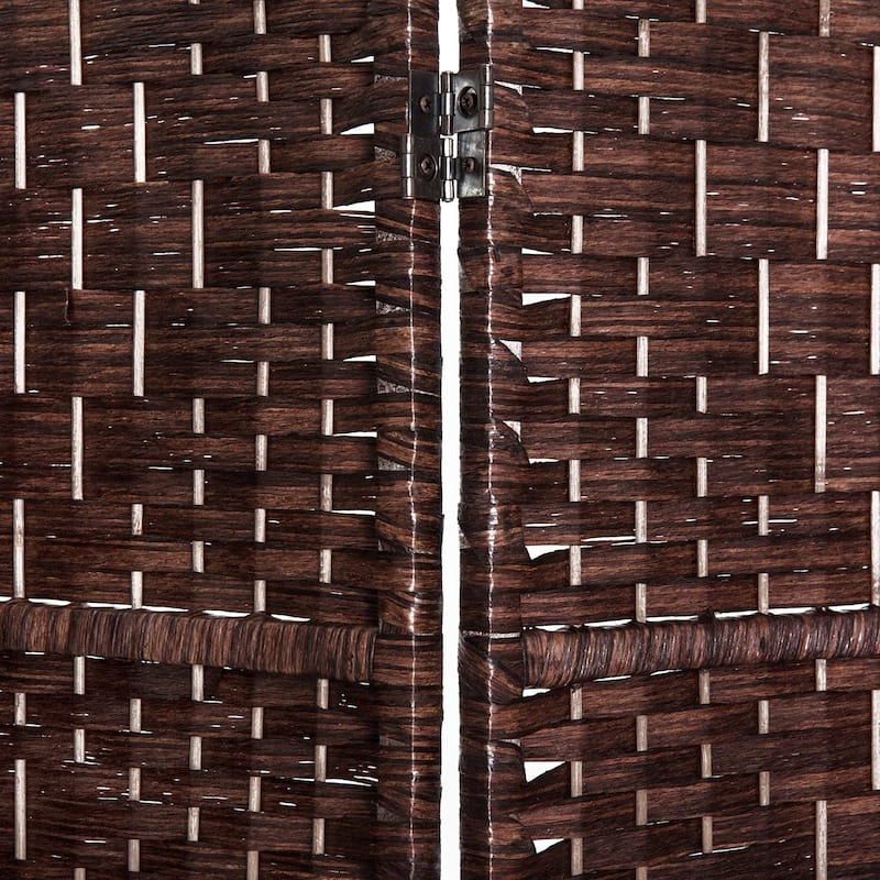 HomCom 6' Tall Wicker Weave Six Panel Room Divider Privacy Screen - Chestnut Brown