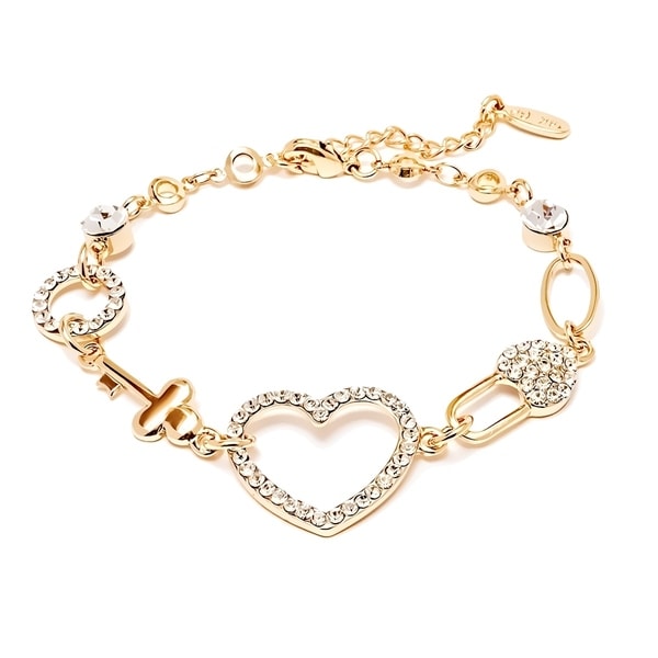 Gold Plated Swarovski Elements Love Heart Bracelet On Gold Plated Swarovski Elements X27 Love Heart Bracelet