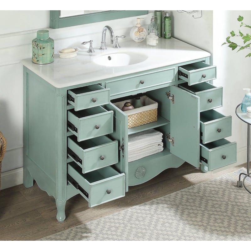 46.5" Benton Collection Daleville Light Blue Shabby Chic Vanity