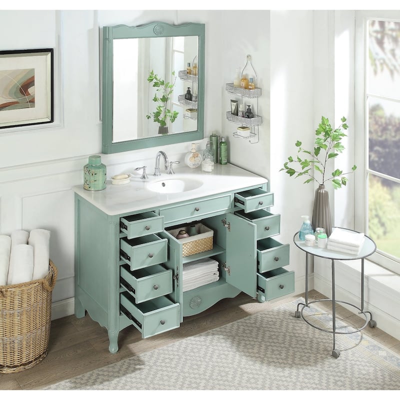 46.5" Benton Collection Daleville Light Blue Shabby Chic Vanity