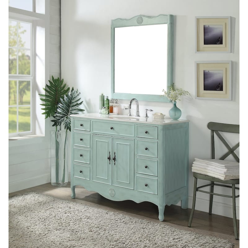 46.5" Benton Collection Daleville Light Blue Shabby Chic Vanity - Mirror Included