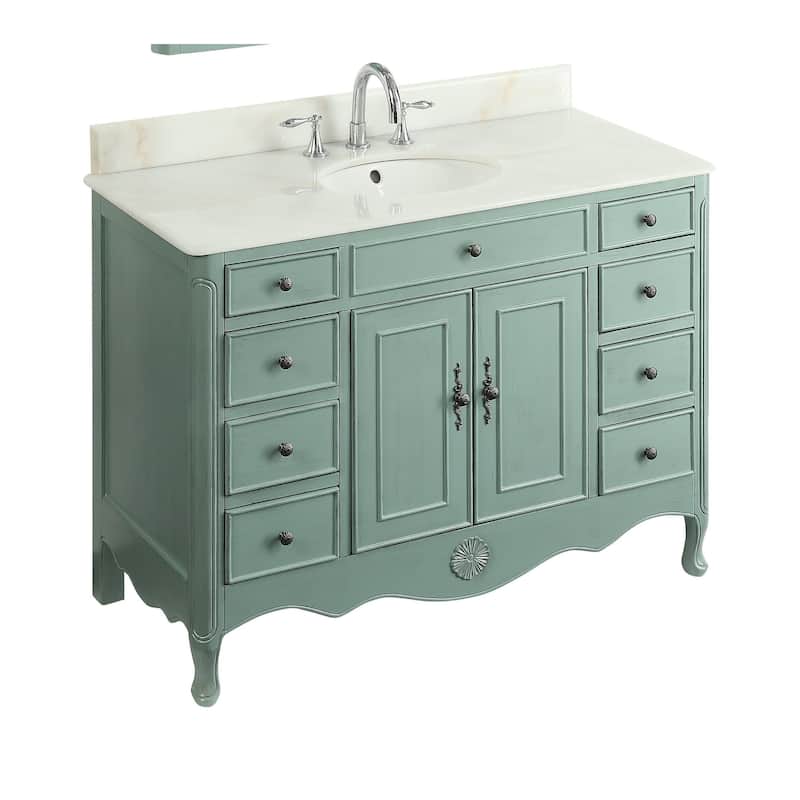 46.5" Benton Collection Daleville Light Blue Shabby Chic Vanity