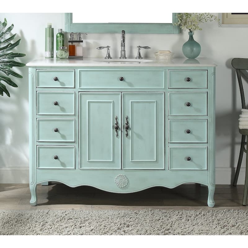 46.5" Benton Collection Daleville Light Blue Shabby Chic Vanity