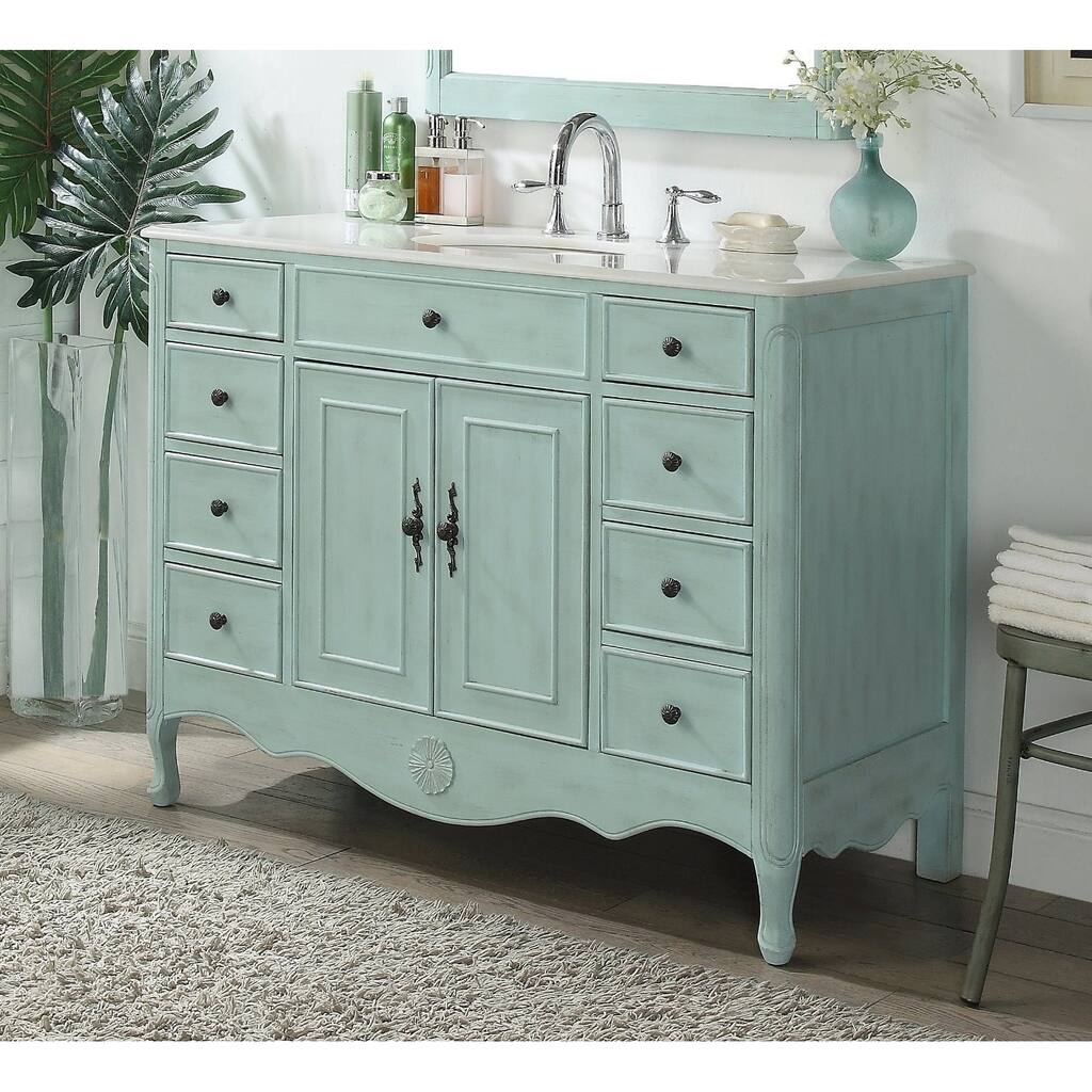 46.5" Benton Collection Daleville Light Blue Shabby Chic Vanity