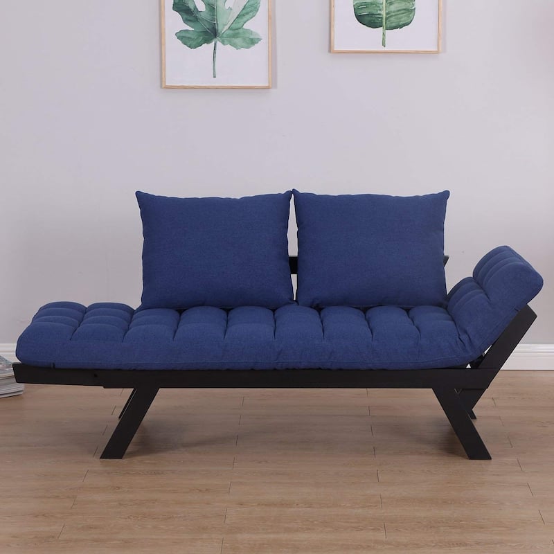 Single Person 3 Position Convertible Couch Chaise Lounger Sofa Bed