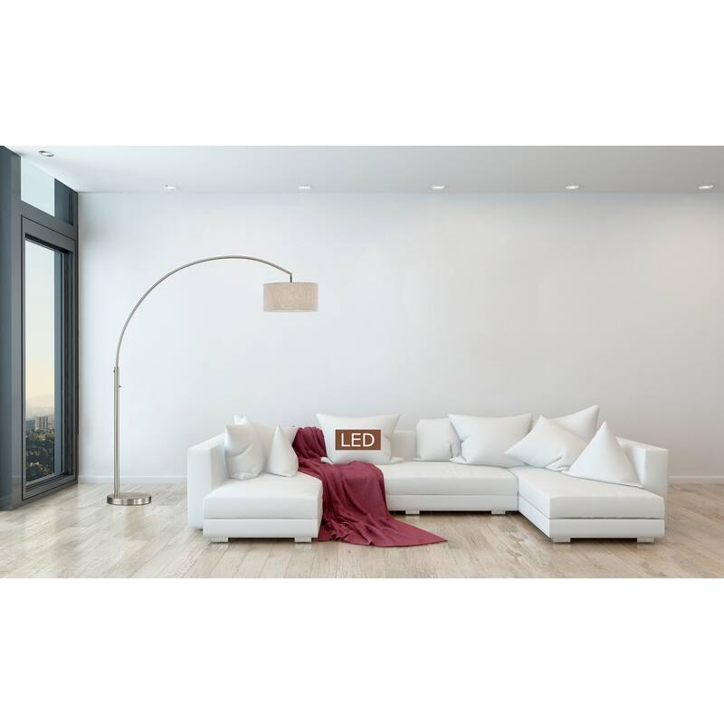 Artiva USA Elena 80" LED Arch Floor Lamp with Dimmer-Brushed Steel