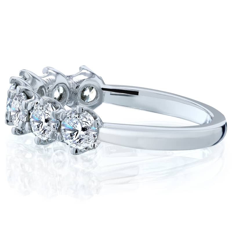 Annello by Kobelli 14k Gold 1 1/4ct TDW 7-Stone Prong Set Diamond Ring