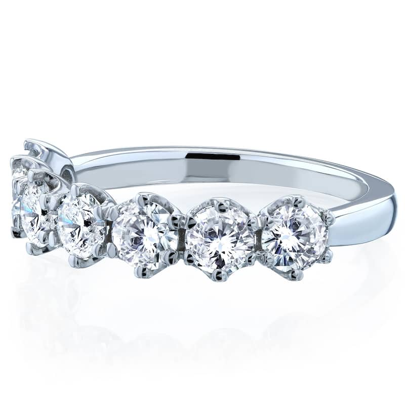 Annello by Kobelli 14k Gold 1 1/4ct TDW 7-Stone Prong Set Diamond Ring