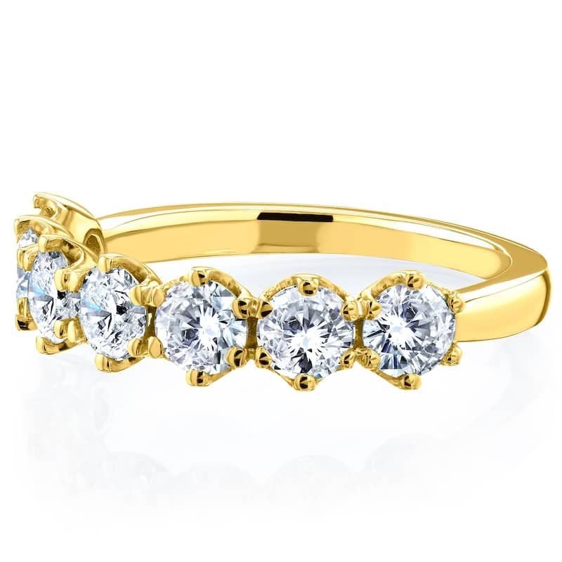 Annello by Kobelli 14k Gold 1 1/4ct TDW 7-Stone Prong Set Diamond Ring