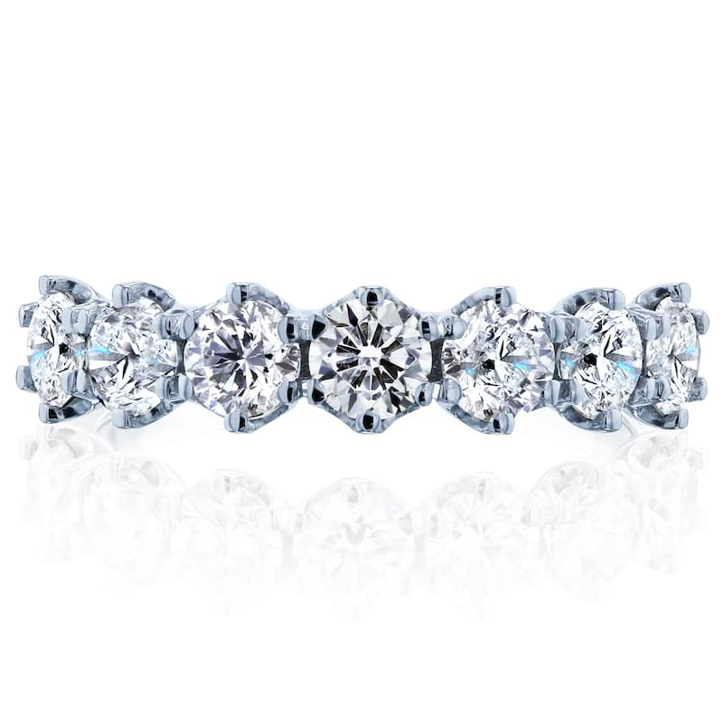 Annello by Kobelli 14k Gold 1 1/4ct TDW 7-Stone Prong Set Diamond Ring