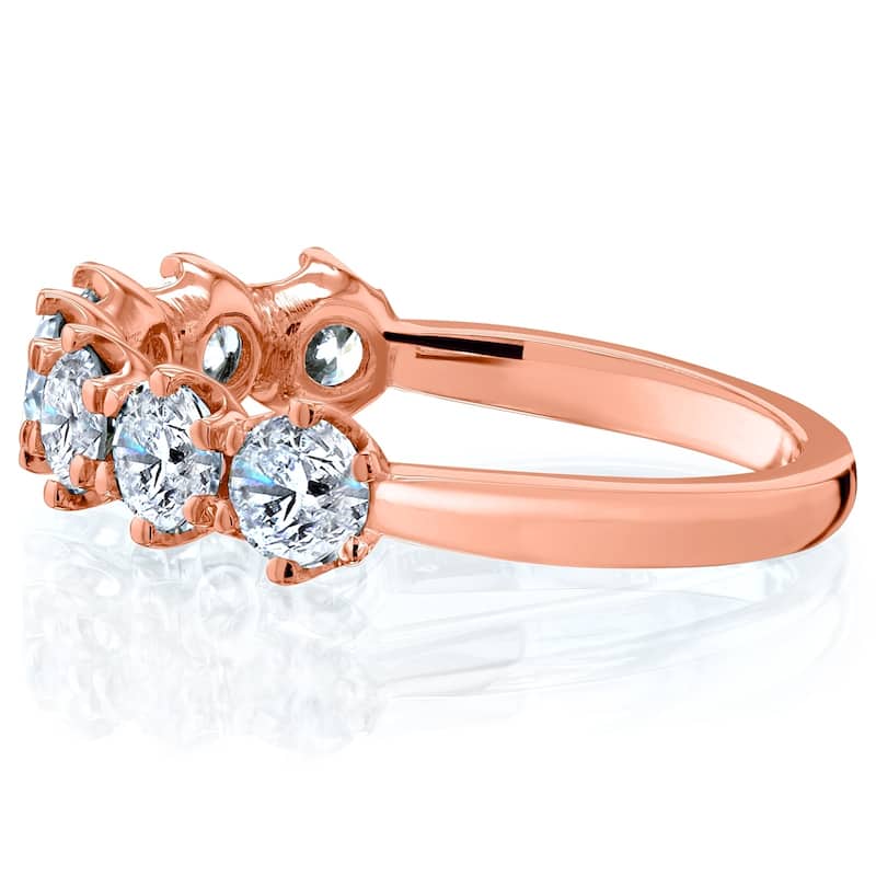 Annello by Kobelli 14k Gold 1 1/4ct TDW 7-Stone Prong Set Diamond Ring