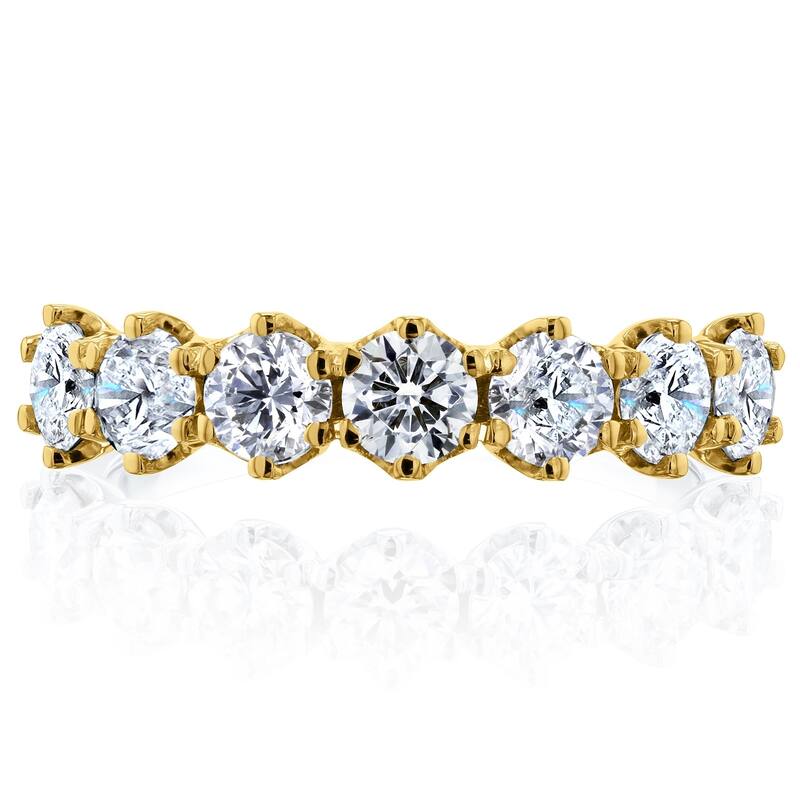 Annello by Kobelli 14k Gold 1 1/4ct TDW 7-Stone Prong Set Diamond Ring