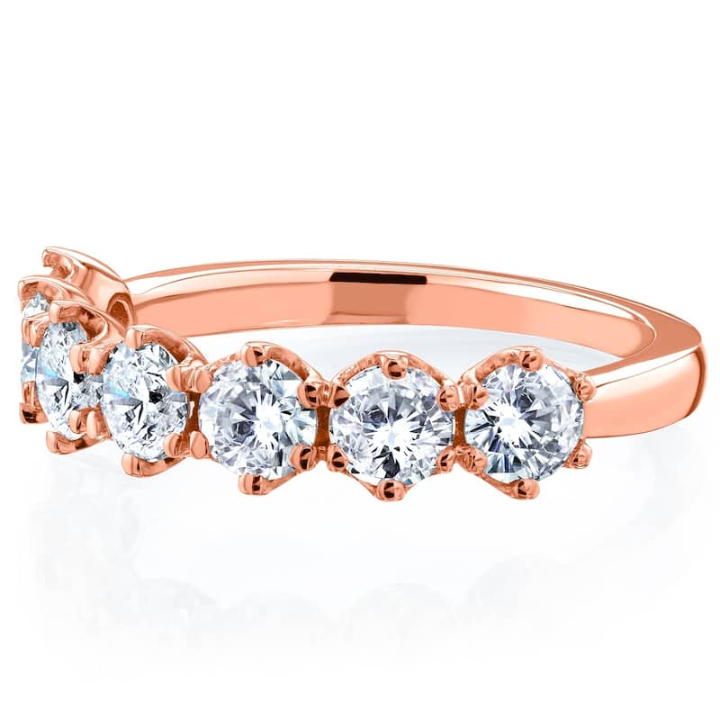 Annello by Kobelli 14k Gold 1 1/4ct TDW 7-Stone Prong Set Diamond Ring