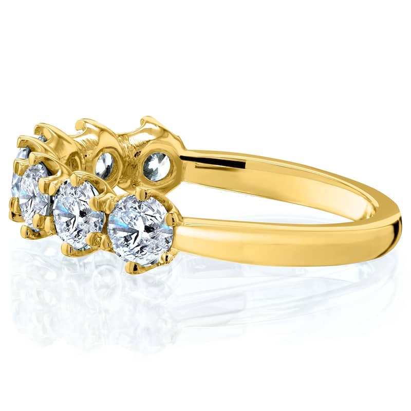 Annello by Kobelli 14k Gold 1 1/4ct TDW 7-Stone Prong Set Diamond Ring