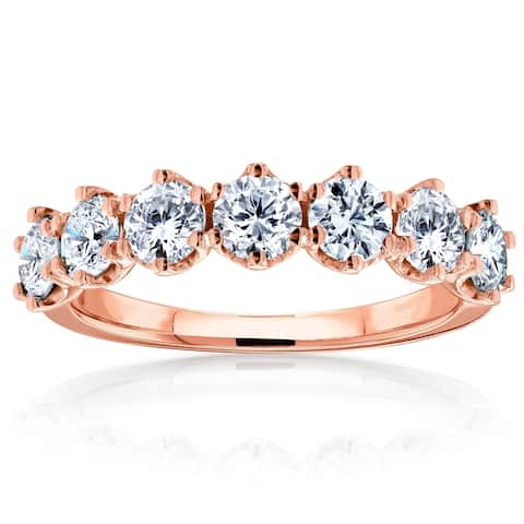 Annello by Kobelli 14k Gold 1 1/4ct TDW 7-Stone Prong Set Diamond Ring